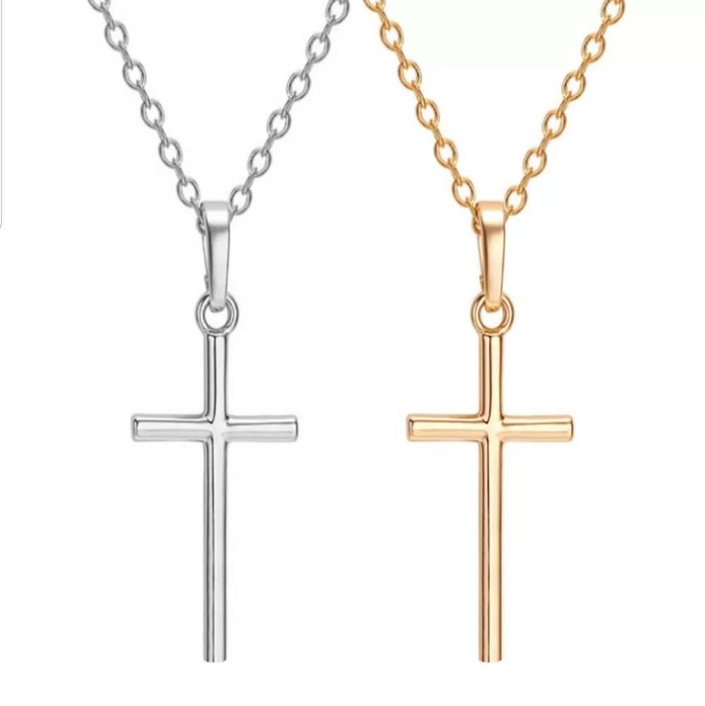 Layering Chain Cross Pendant Silver OR Gold - Picture 2 of 6